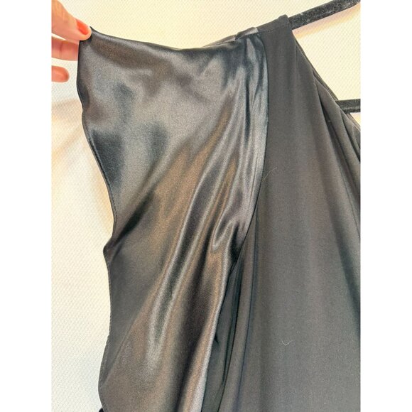 Lauren Ralph Lauren Evening One-Shoulder Dress Size 10 Black Ruffle Detail - Picture 4 of 9